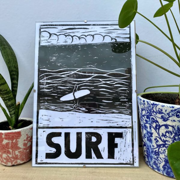Linogravure Surf