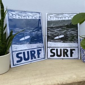 Linogravure Surf